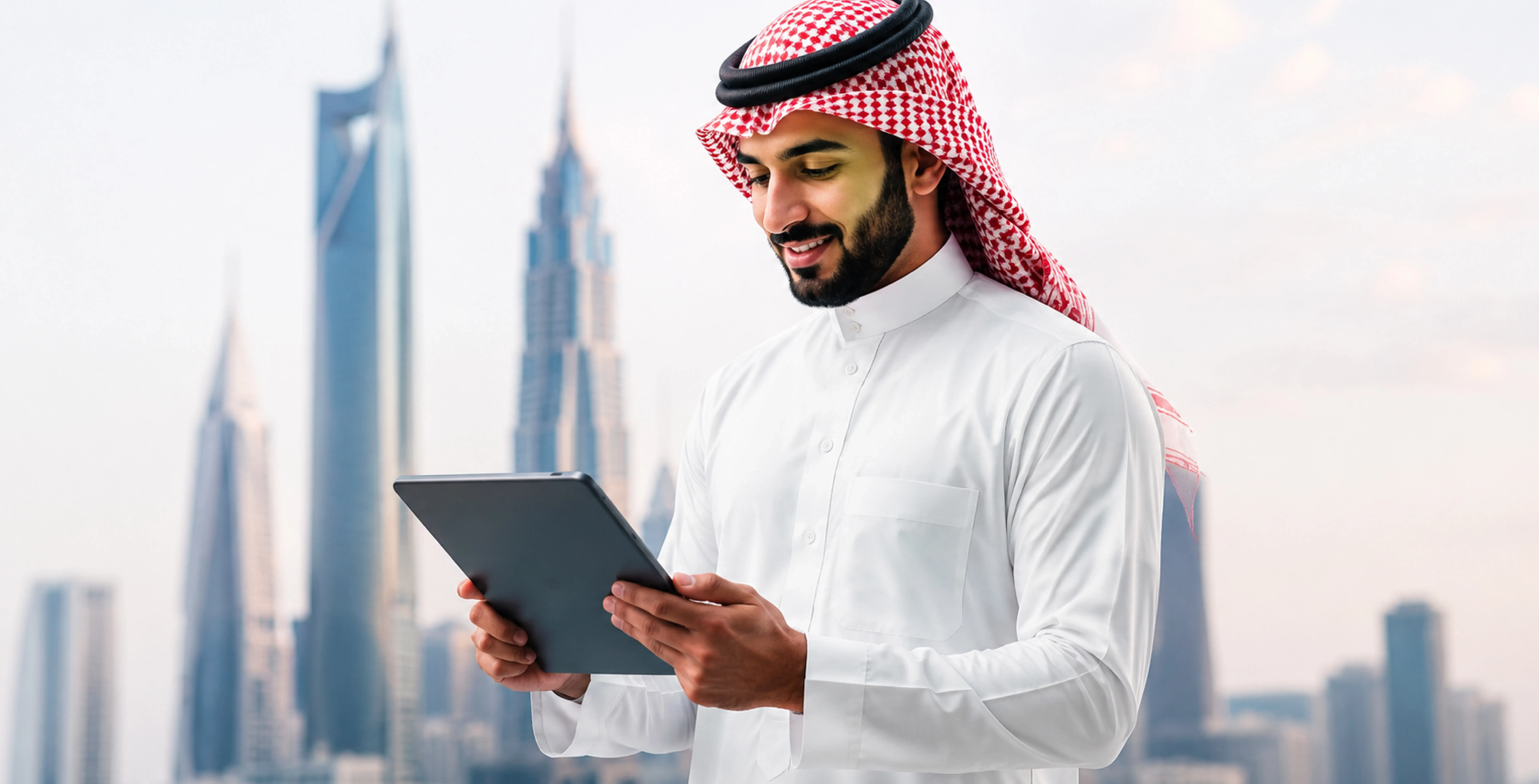 Saudi Businessman reading blogs