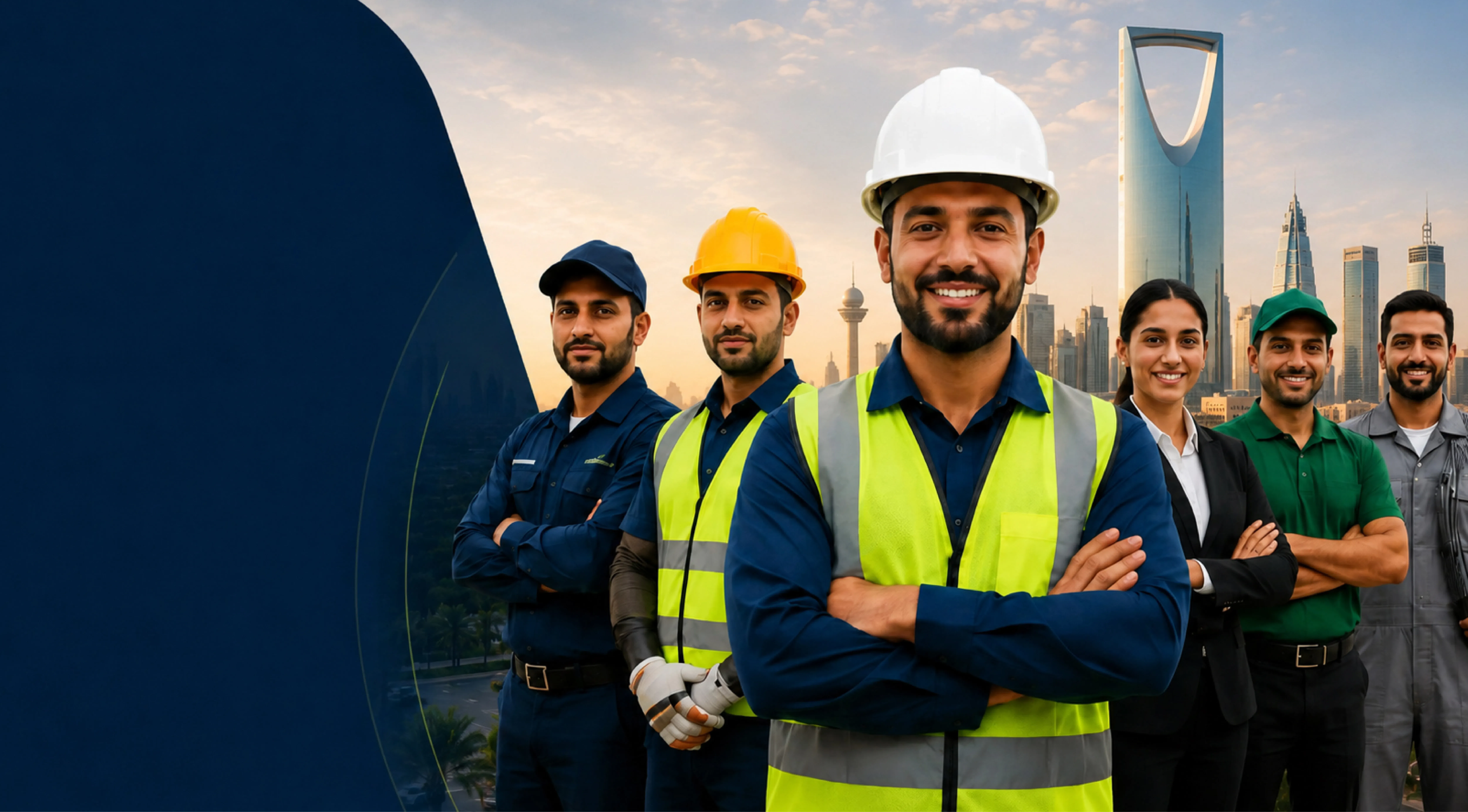 Professional workforce with Dubai skyline
